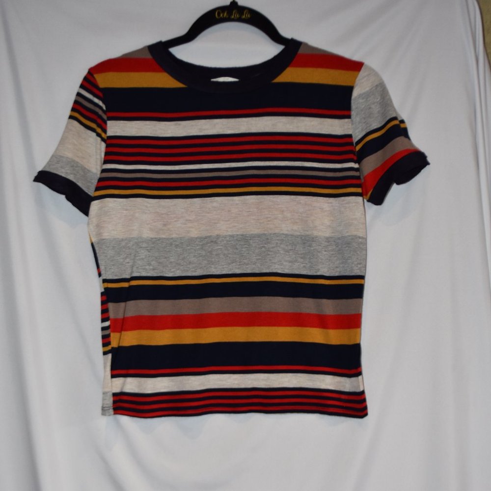 Womens Stripe Short Sleeve Casual Top Size Small